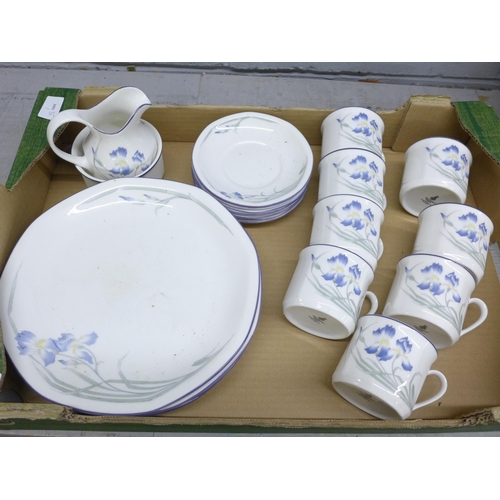 1010 - 1980s Royal Doulton Minerva cups and saucers, cream, sugar and plates breakfast set