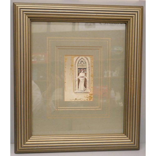 611 - An Art Nouveau French postcard, 1921, framed and mounted