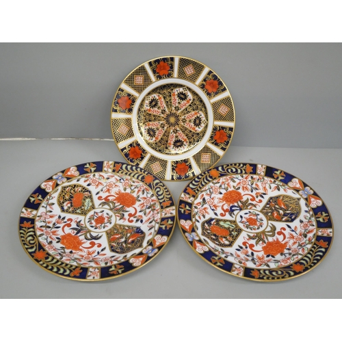 615 - Three Royal Crown Derby tea plates, (2+1)