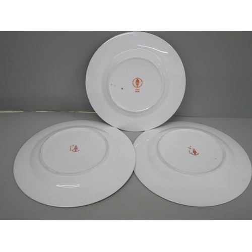 615 - Three Royal Crown Derby tea plates, (2+1)