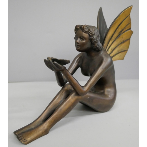 635 - A bronze fairy figure, 17.5cm