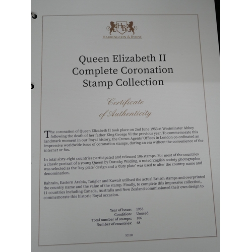 659 - Stamps; Harrington and Byrne folder of Queen Elizabeth II Coronation stamps