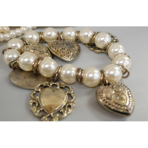 662 - A collection of faux pearl necklets and bracelets