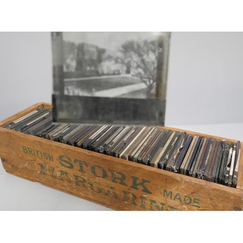 669 - 100 lantern slides, black and white images, British and European views