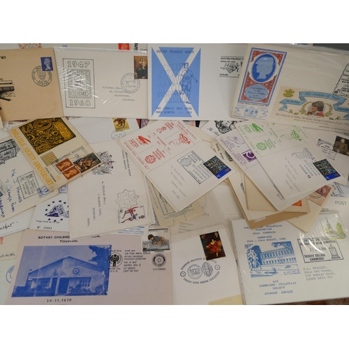 691 - Stamps; box of stamp exhibition covers and souvenir sheets, 1947 onwards