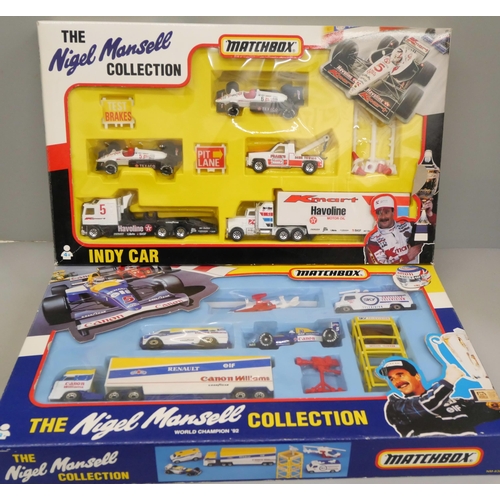 695 - Two vintage Matchbox The Nigel Mansell collection F1 and Indy Car vehicle sets