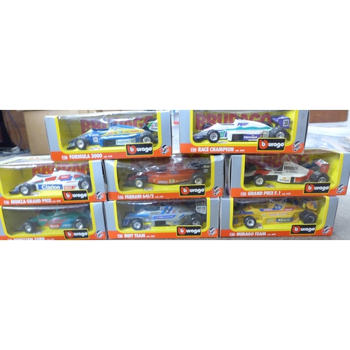 712 - Eight vintage Bburago die-cast Grand Prix cars, boxed