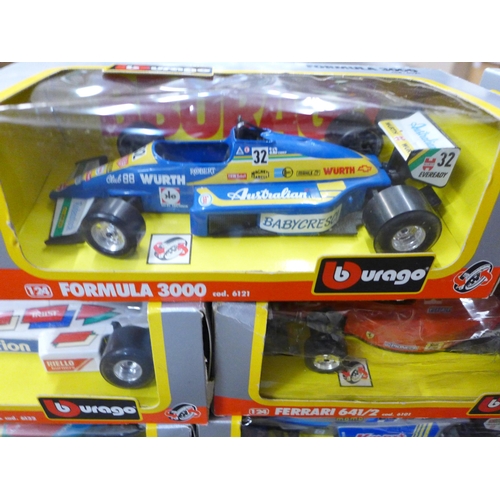 712 - Eight vintage Bburago die-cast Grand Prix cars, boxed