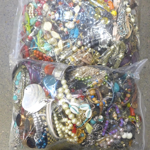 727 - Two bags of costume jewellery