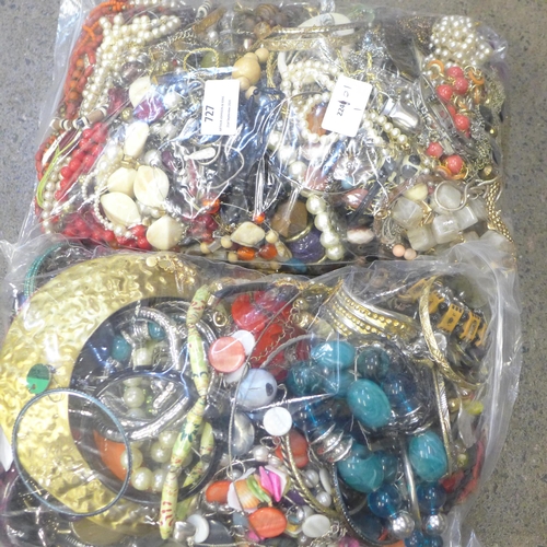 727 - Two bags of costume jewellery