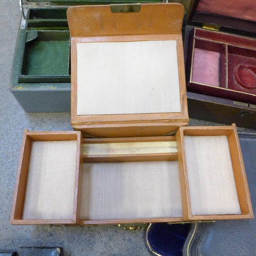 730 - A collection of empty jewellery boxes including Victorian