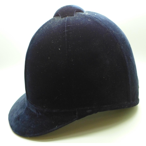 741 - A Herbert Johnson, 38 New Bond Street, London lady's bespoke black velvet riding hat/helmet