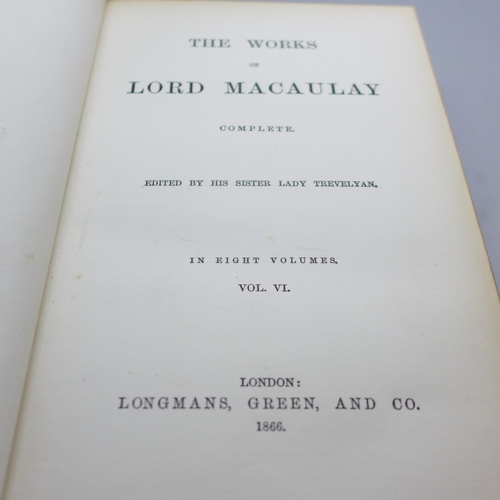 749 - Victorian books; The Works of Lord Macaulay, complete, edited by his sister, Lady Trevelyan, volumes... 