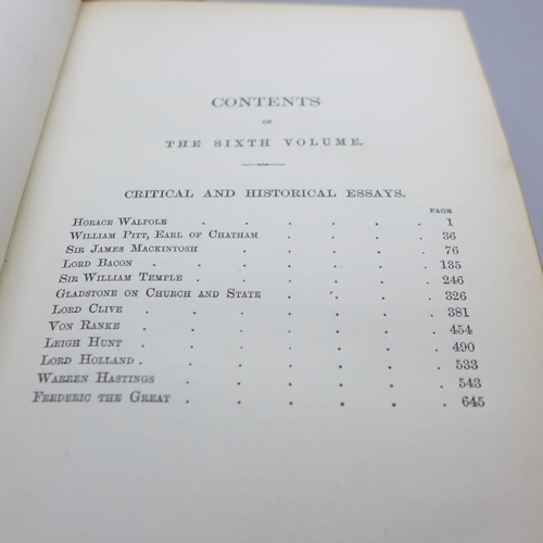 749 - Victorian books; The Works of Lord Macaulay, complete, edited by his sister, Lady Trevelyan, volumes... 