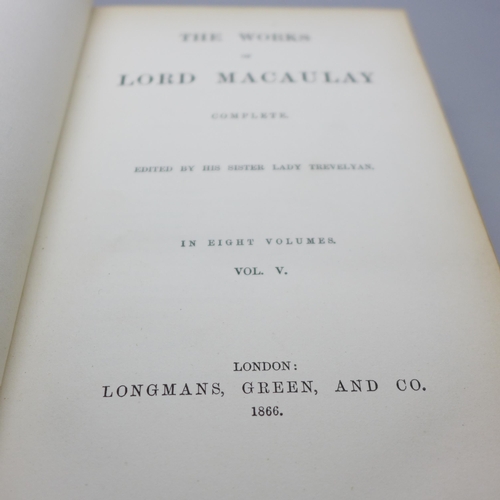 749 - Victorian books; The Works of Lord Macaulay, complete, edited by his sister, Lady Trevelyan, volumes... 