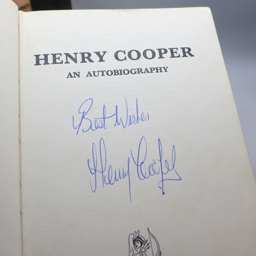 751 - Four signed autobiographies/novels, Brian Clough, Henry Cooper, Dickie Bird and Paul Kieniewicz