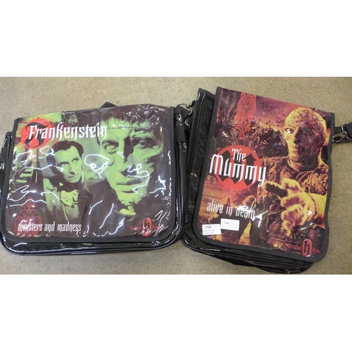 759 - Two Hammer House official merchandise record bags, The Mummy and Frankenstein