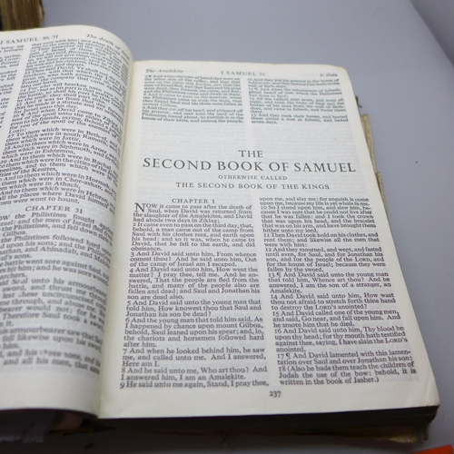 768 - Two Bibles, one embossed Nottingham Bluecoat School on the cover and one marked British and Foreign ... 