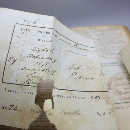 768 - Two Bibles, one embossed Nottingham Bluecoat School on the cover and one marked British and Foreign ... 