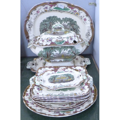 776 - A Mason's Ironstone china serving plate, three bread and butter plates, two dinner plates, one with ... 