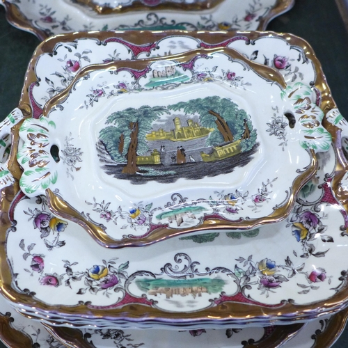 776 - A Mason's Ironstone china serving plate, three bread and butter plates, two dinner plates, one with ... 