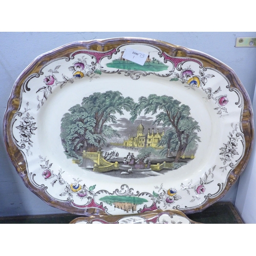 776 - A Mason's Ironstone china serving plate, three bread and butter plates, two dinner plates, one with ... 