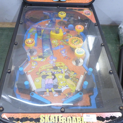 782 - A Simpsons pin-ball machine, lacking 9v 700mA power supply