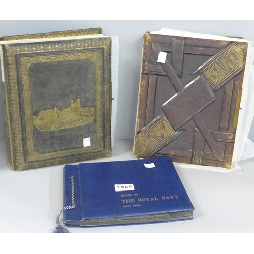 786D - Two albums of Victorian carte de visites and an album of wartime and naval photographs