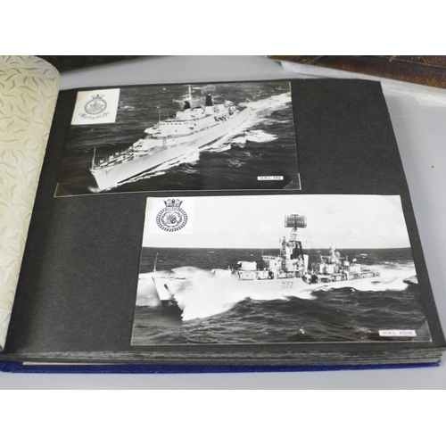 786D - Two albums of Victorian carte de visites and an album of wartime and naval photographs