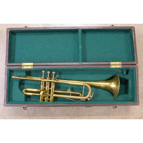 815 - A Besson and Co, London service class trumpet in case