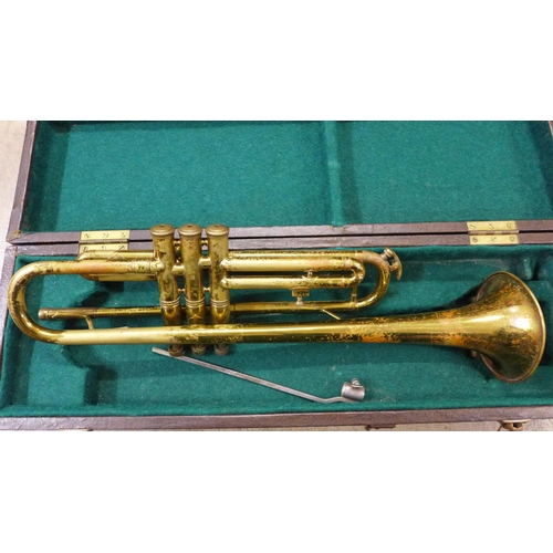 815 - A Besson and Co, London service class trumpet in case