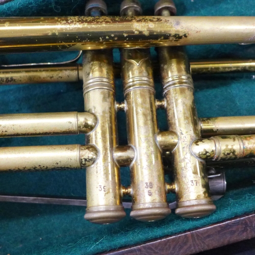 815 - A Besson and Co, London service class trumpet in case