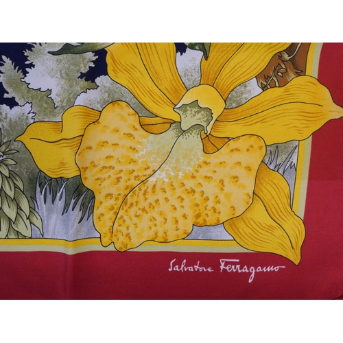 824 - Two Salvatore Ferragamo silk scarves, 85cm