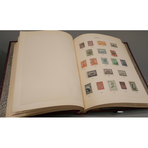 827 - An album of British and world stamps, including a page of Victorian stamps, Penny Black, Penny Reds,... 