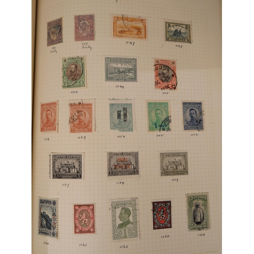 827 - An album of British and world stamps, including a page of Victorian stamps, Penny Black, Penny Reds,... 