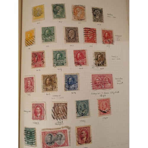 827 - An album of British and world stamps, including a page of Victorian stamps, Penny Black, Penny Reds,... 