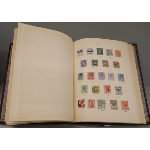 827 - An album of British and world stamps, including a page of Victorian stamps, Penny Black, Penny Reds,... 