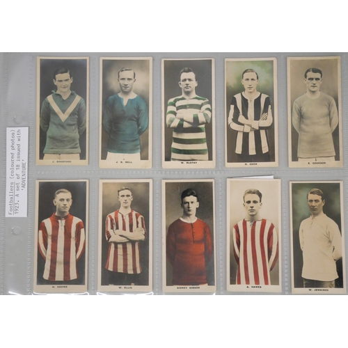 829 - Soccer star collectors cards, 1920s issues by Vanguard, Wizard and Chums including two complete sets... 