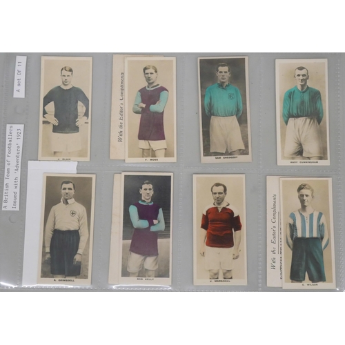 829 - Soccer star collectors cards, 1920s issues by Vanguard, Wizard and Chums including two complete sets... 