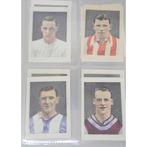 829 - Soccer star collectors cards, 1920s issues by Vanguard, Wizard and Chums including two complete sets... 