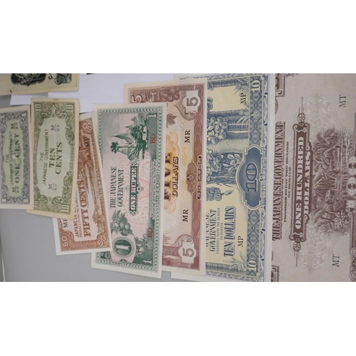 832 - A collection of bank notes including propaganda money - £1 sterling and 2 dollar bill and seven inva... 