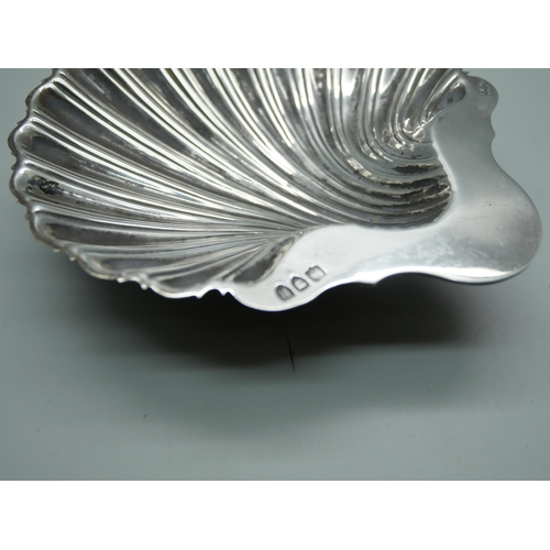 838 - A Victorian silver scallop shell dish, London 1892, George Maudsley Jackson, 82g