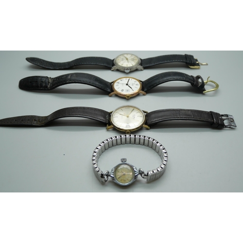 844 - Three gentleman's automatic wristwatches, Cosmopolitan, Alpha 25 Jewels, Topflite 17 Jewels and a la... 