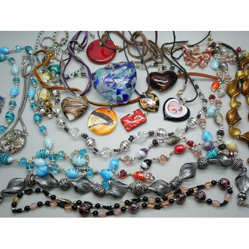 848 - A collection of glass necklaces