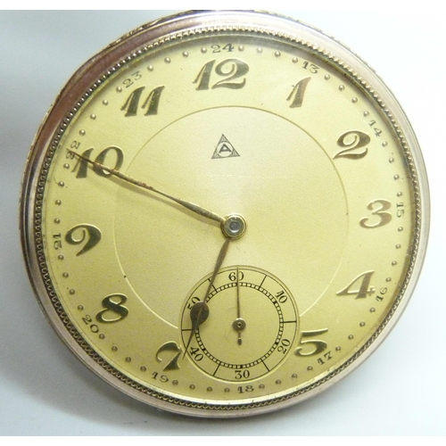 889 - A rolled gold Art Deco dress pocket watch