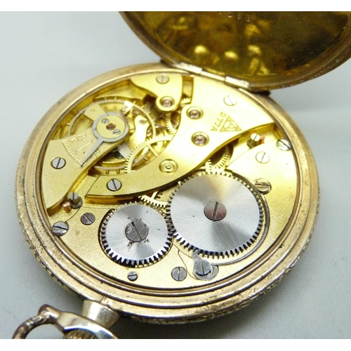 889 - A rolled gold Art Deco dress pocket watch