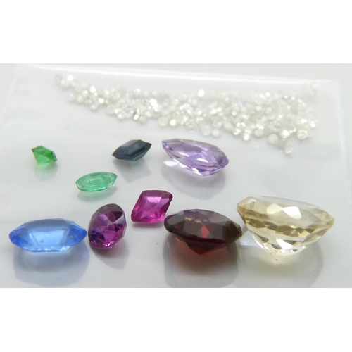 899 - Unmounted gemstones, citrine, ruby, iolite, agate, amethyst, garnet, etc., 9.65 carat weight