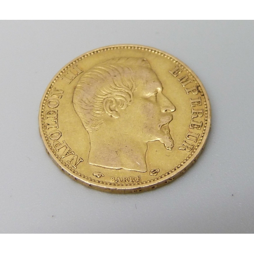 924 - An 1856 French 20 francs gold coin, 6.5g