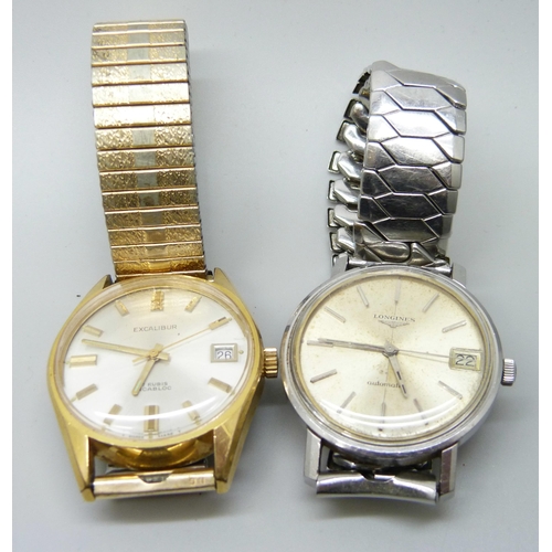 931 - Two wristwatches, Longines automatic and Excalibur