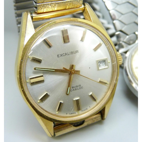 931 - Two wristwatches, Longines automatic and Excalibur